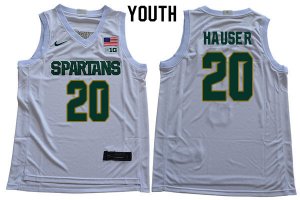 Youth Joey Hauser Michigan State Spartans #20 Nike NCAA White Authentic College Stitched Basketball Jersey FQ50S41GY